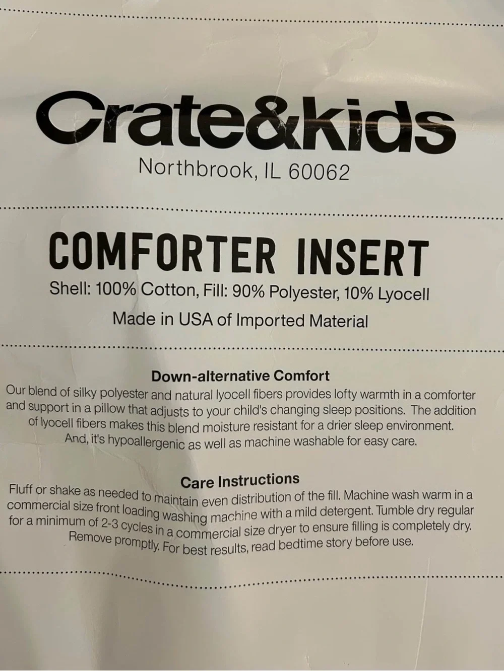 Crate &kids White Comforter Insert - Plush Home Bedding